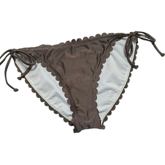 BODEN SCALLOP TRIM TIE TAUPE SWIMSUIT BIKINI‎ BOTTOMS 4 - Picture 1 of 4